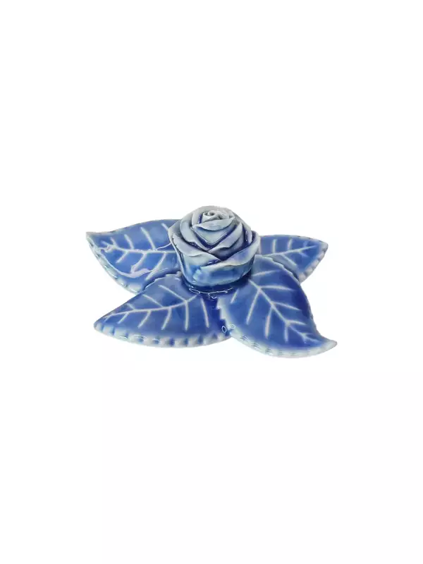 10645 Dekorační růže - malá - modrá glazura