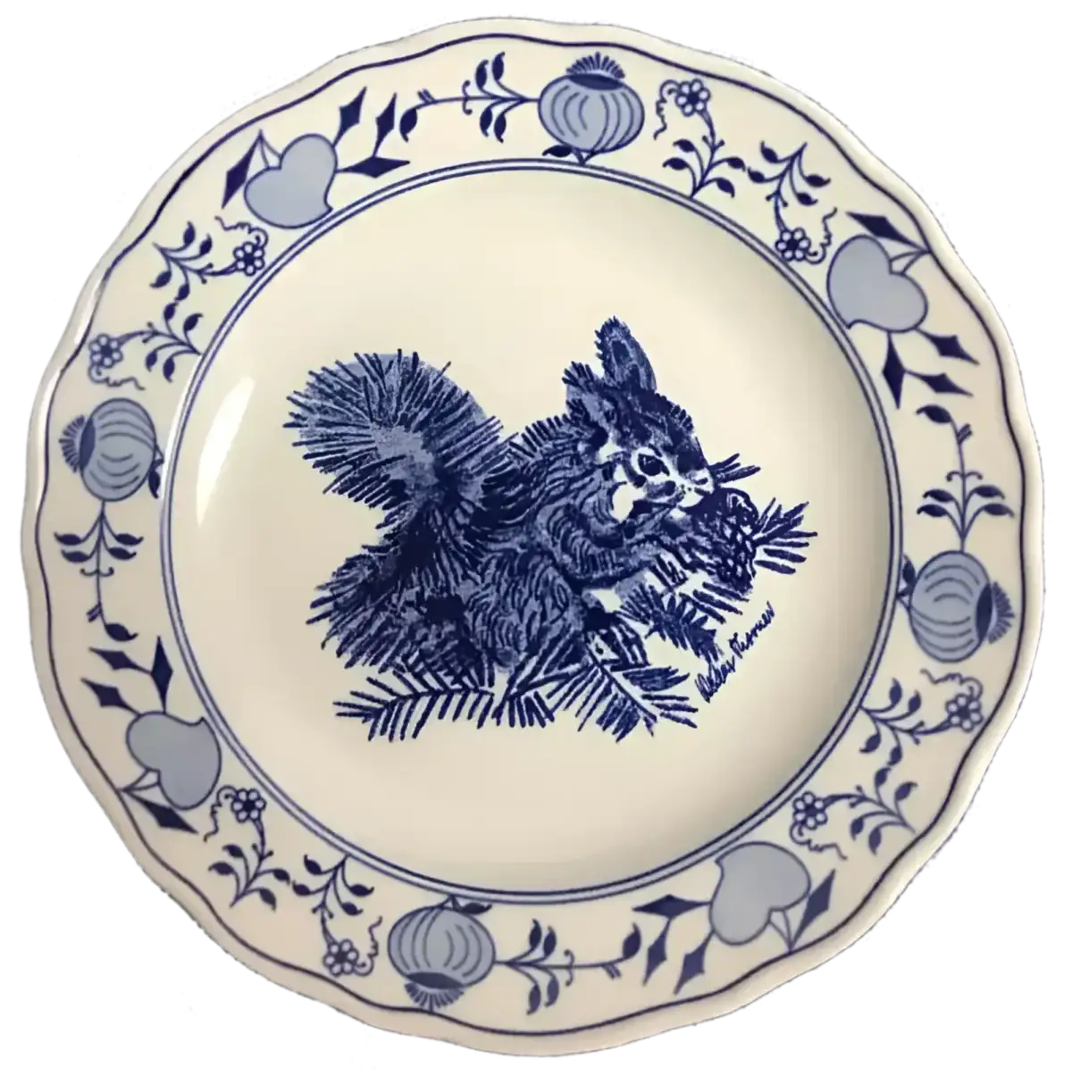 Veverka na mělkém cibulákovém talířiveverka_1600x1600